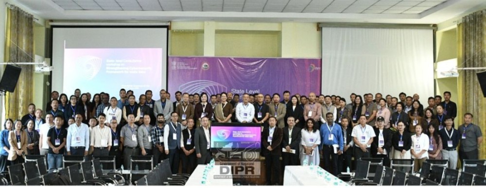 Commissioner & Secretary IT&C and State CISO, Arenla Jamir with officials and participants during the state consultative workshop on ‘strengthening cybersecurity frameworks for state data’ held in Kohima on June 17. (DIPR Photo)